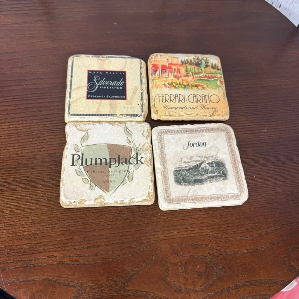 Art & Stone Tumbled Marble Coasters Tile  4 piece Set High Fashion Home Decor